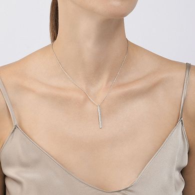 Adornia Silver Tone Cubic Zirconia Vertical Bar Necklace 
