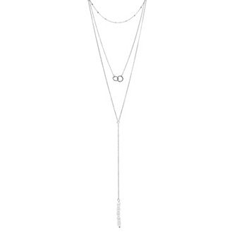 Adornia Silver Tone Freshwater Cultured Pearl Layered Necklace