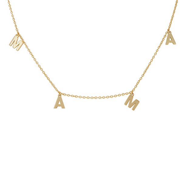 Adornia Silver Tone "MAMA" Necklace - Gold Tone