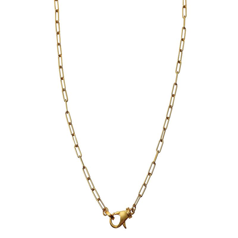 Adornia 14k Gold Plated Lock Paper Clip Chain Necklace, Womens, Size: 17