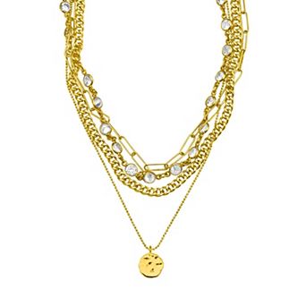 Adornia 14k Gold Plated Cubic Zirconia Layered Necklace