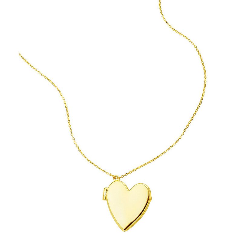 Adornia 14k Gold Plated Heart Locket Necklace, Womens, Size: 18, Yellow