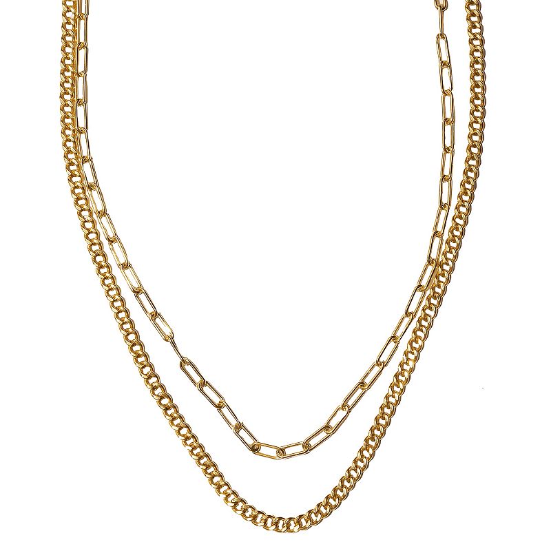 Adornia 14k Gold Plated Layered Mix Chain Necklace, Womens, Size: 18, Y