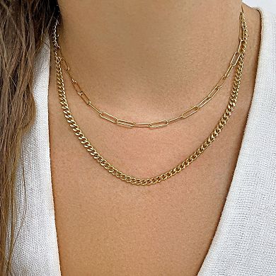 Adornia 14k Gold Plated Layered Mix Chain Necklace