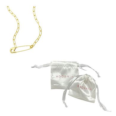 Adornia 14k Gold Plated Safety Pin Paper Clip Necklace