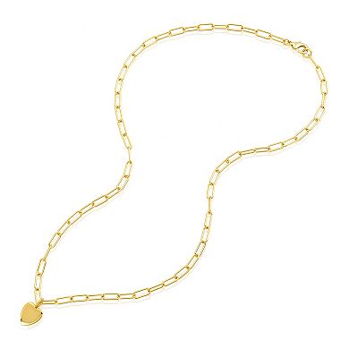 Adornia 14k Gold Plated Heart Paper Clip Chain Necklace 