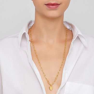Adornia 14k Gold Plated Heart Paper Clip Chain Necklace