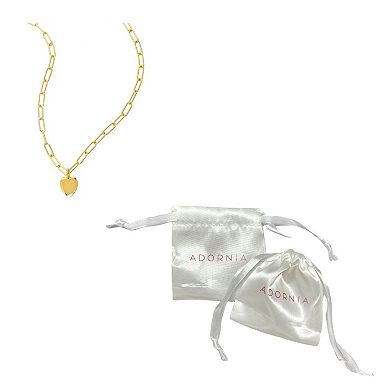 Adornia 14k Gold Plated Heart Paper Clip Chain Necklace 