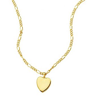 Adornia 14k Gold Plated Figaro Chain Heart Necklace