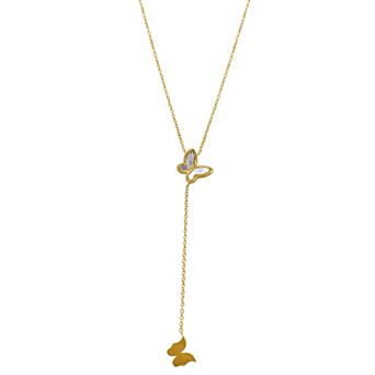 Adornia 14k Gold Plated Mother Of Pearl Butterfly Lariat Necklace