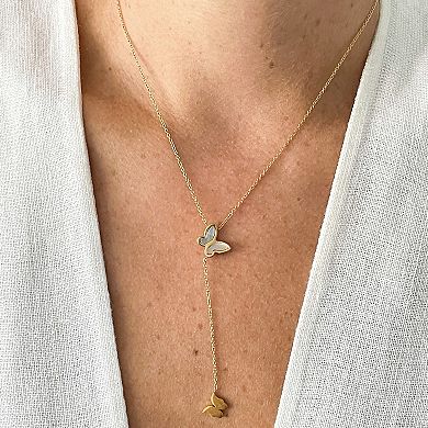 Adornia 14k Gold Plated Mother Of Pearl Butterfly Lariat Necklace