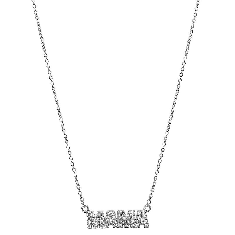 Adornia Silver Tone Cubic Zirconia MAMA Necklace, Womens, Size: 18
