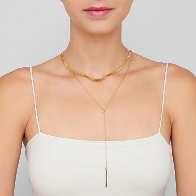 Adornia 14k Gold Plated Triangle Lariat Necklace