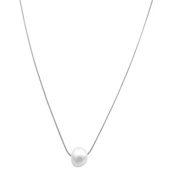 Adornia Silver Tone Freshwater Cultured Pearl Pendant Necklace