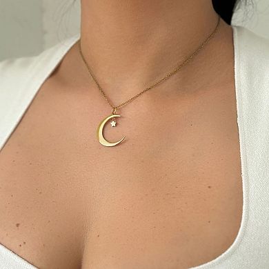 Adornia Moon & Star Pendant Necklace