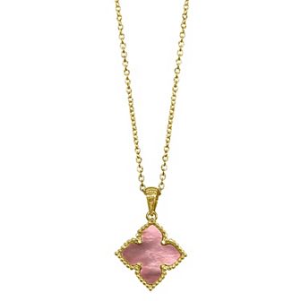 Adornia 14k Gold Plated Pink Mother Of Pearl Flower Pendant Necklace