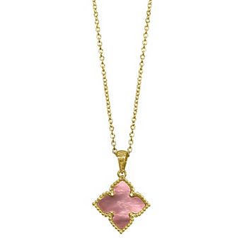 Adornia 14k Gold Plated Pink Mother Of Pearl Flower Pendant Necklace