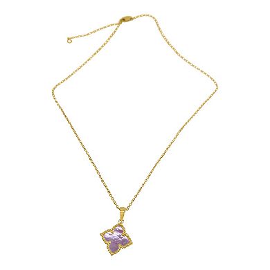 Adornia 14k Gold Plated Pink Mother Of Pearl Flower Pendant Necklace