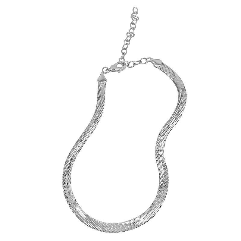 Adornia Silver Tone Herringbone Snake Chain Necklace, Womens, Size: 18