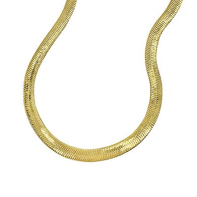 Adornia Silver Tone Herringbone Snake Chain Necklace