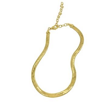 Adornia Silver Tone Herringbone Snake Chain Necklace