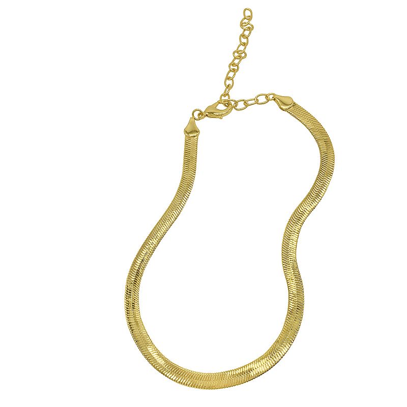 76781409 Adornia 14k Gold Plated Herringbone Snake Chain Ne sku 76781409