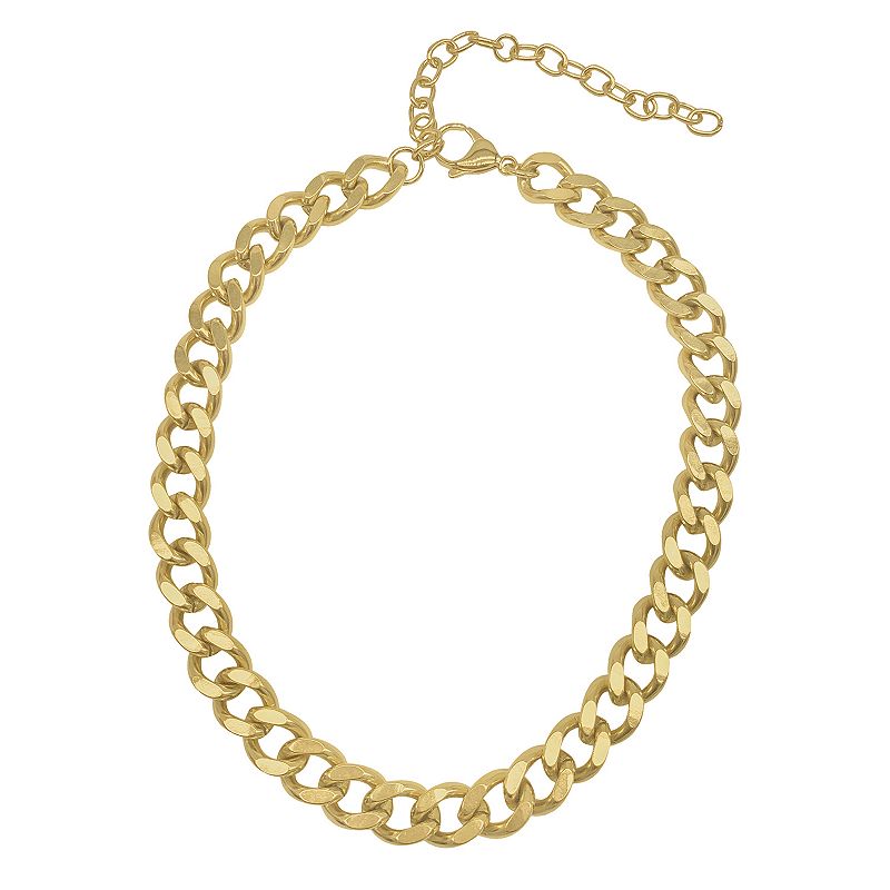 Adornia 14k Gold Plated Curb Chain Necklace, Womens, Size: 18, Yellow