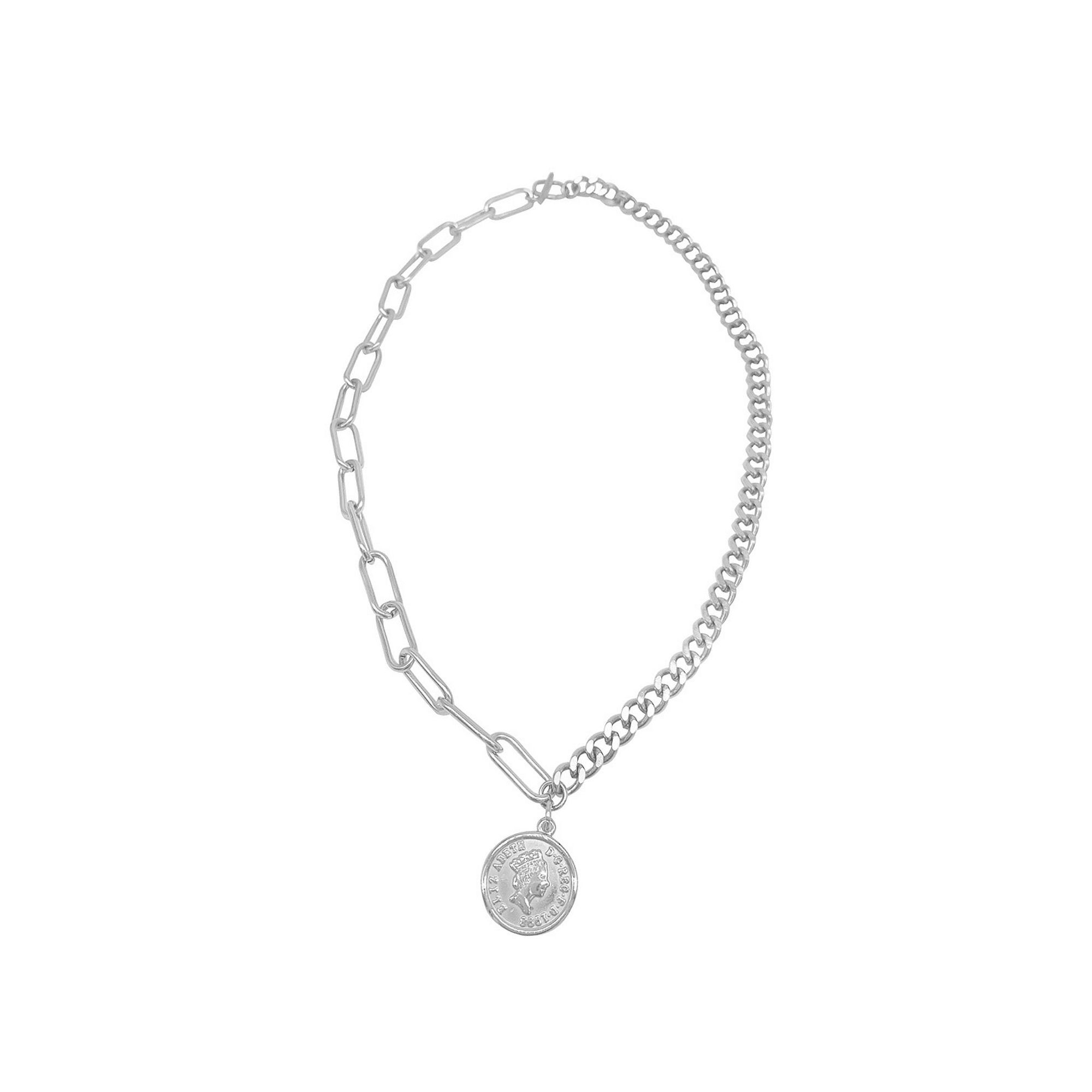 Adornia Stainless Steel Mixed Chain Coin Pendant Necklace, Womens, Size: 