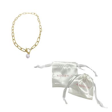 Adornia 14k Gold Plated Simulated Pearl Paper Clip Toggle Necklace