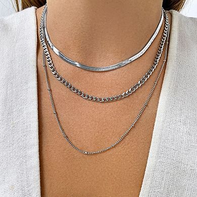 Adornia Stainless Steel Layered Chain Necklace