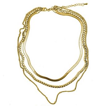 Adornia 14k Gold Plated Layered Chain Necklace