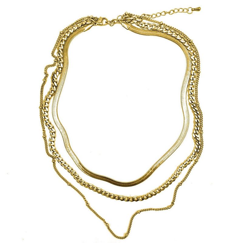 Adornia 14k Gold Plated Layered Chain Necklace, Womens, Size: 17, Yello