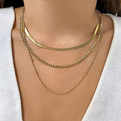 Adornia 14k Gold Plated Layered Chain Necklace