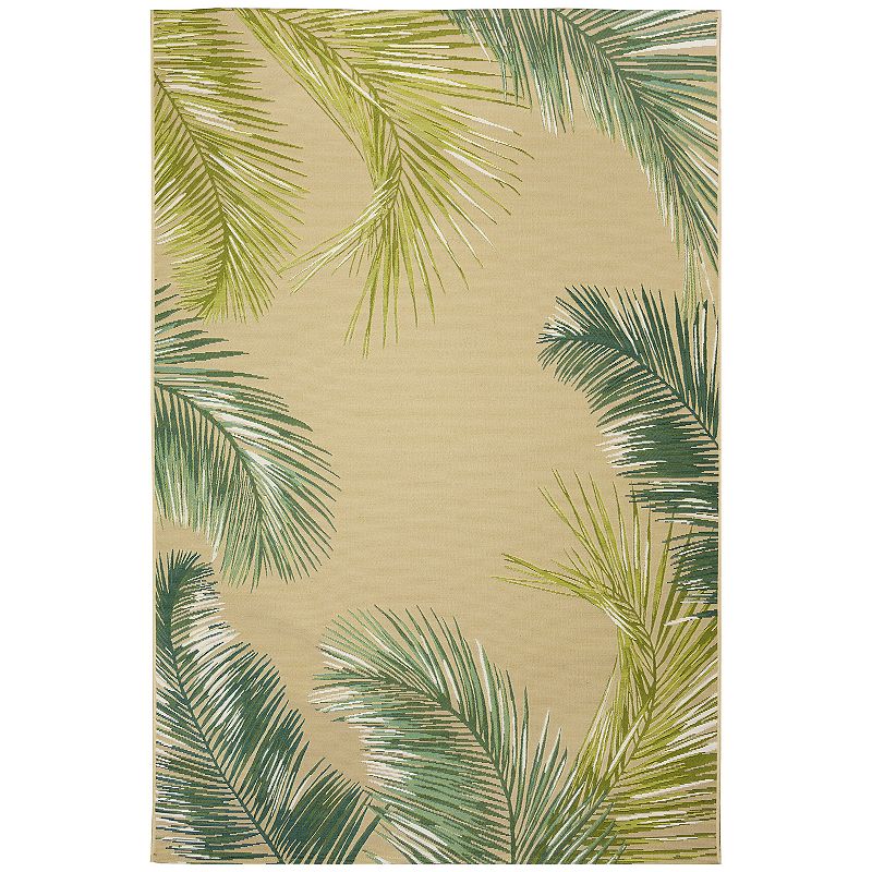 Liora Manne Marina Palm Border Indoor Outdoor Rug, Brown, 9X12 Ft