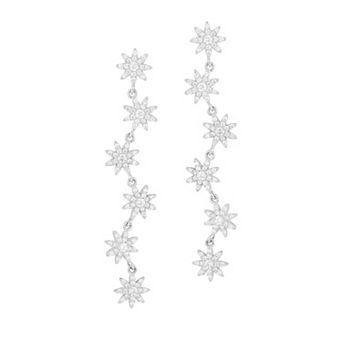 Sunkissed Sterling Cubic Zirconia Flower Drop Earrings