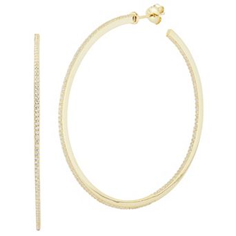 Sunkissed Sterling Cubic Zirconia Inside Out Extra Large Hoop Earrings