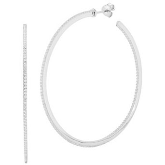 Sunkissed Sterling Cubic Zirconia Inside Out Extra Large Hoop Earrings