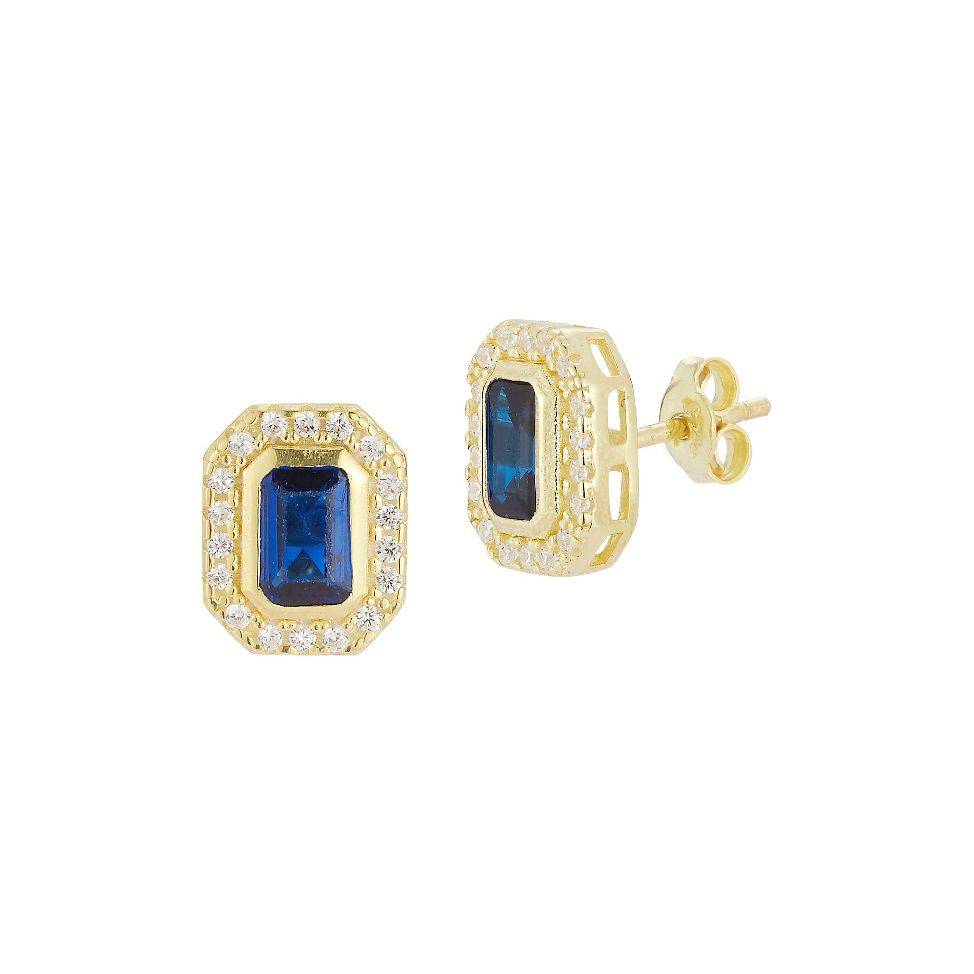 Sunkissed Sterling 14k Gold Over Silver Cubic Zirconia Stud Earrings, Women