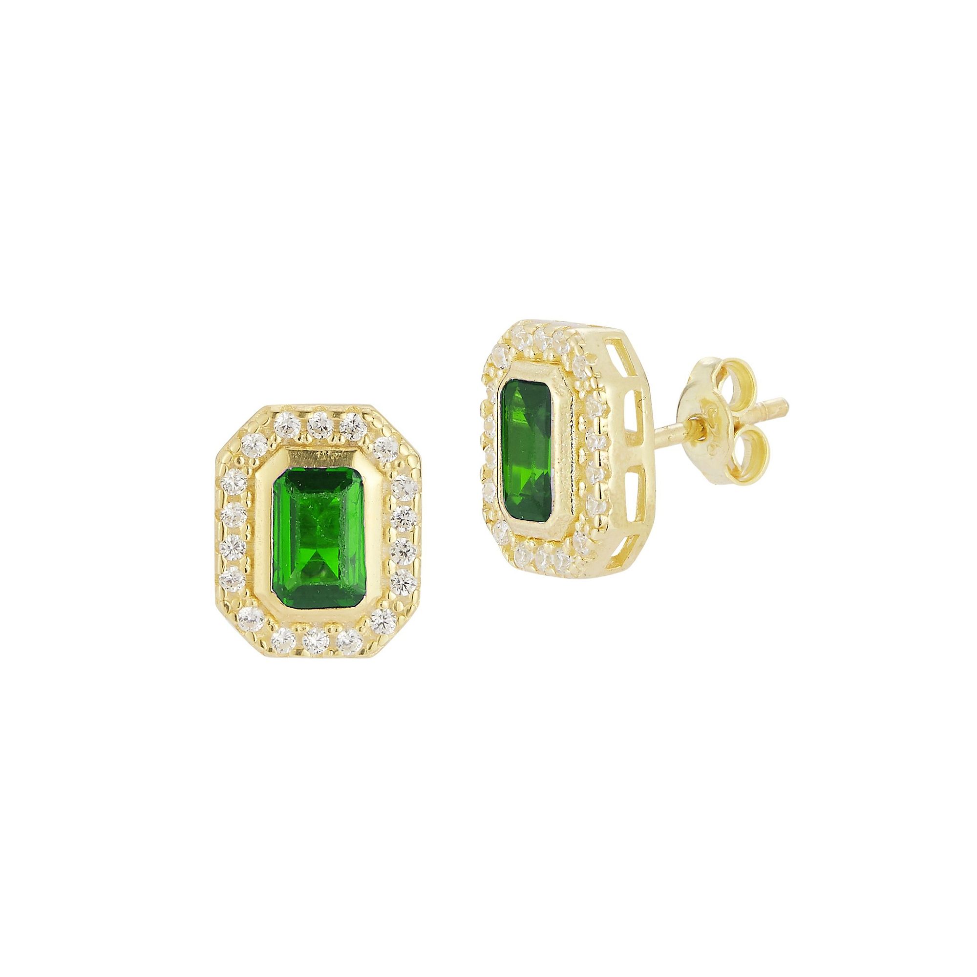 Sunkissed Sterling 14k Gold Over Silver Cubic Zirconia Stud Earrings, Women