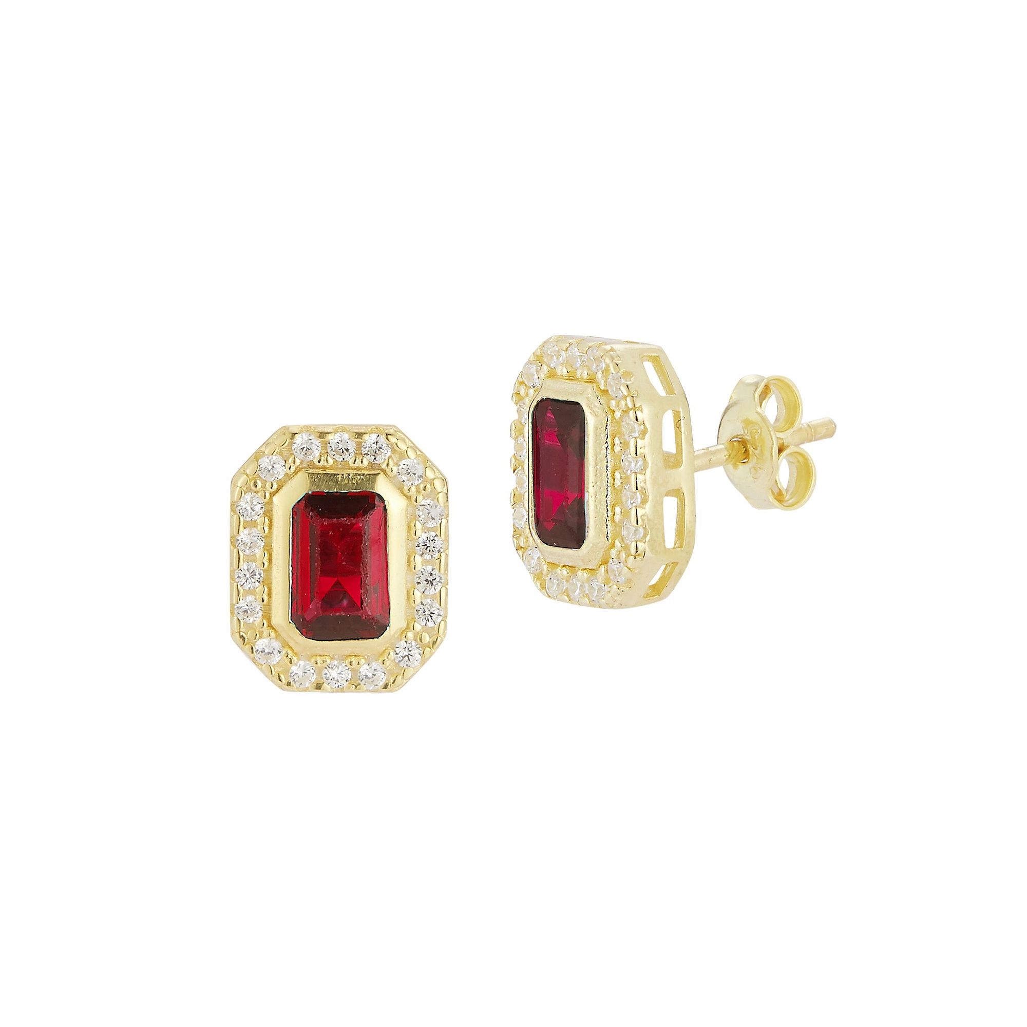 Sunkissed Sterling 14k Gold Over Silver Cubic Zirconia Stud Earrings, Women