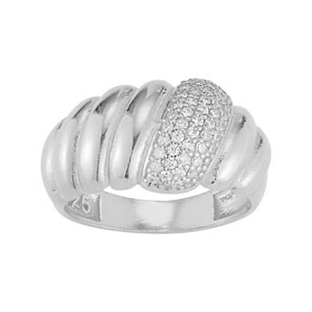 Sunkissed Sterling Sterling Silver Pave Cubic Zirconia Bold Croissant Ring