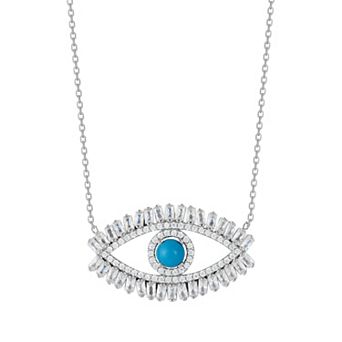 Sunkissed Sterling Cubic Zirconia Open Evil Eye Pendant Necklace