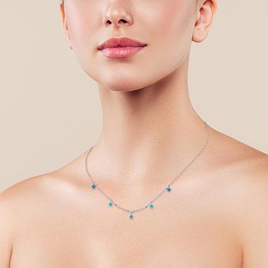Sunkissed Sterling Simulated Blue Opal Star Charm Necklace