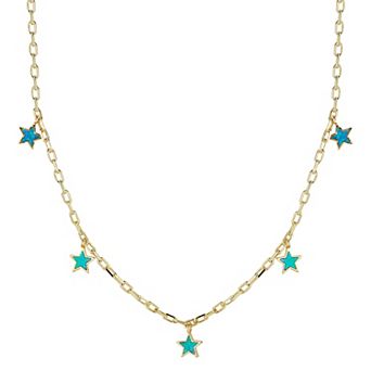 Sunkissed Sterling Simulated Blue Opal Star Charm Necklace