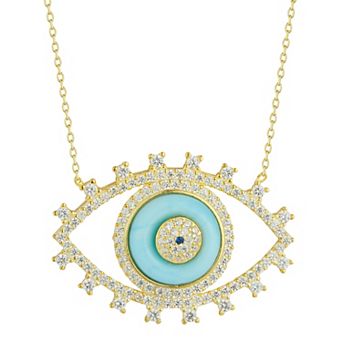 Sunkissed Sterling Open Cubic Zirconia Evil Eye Necklace