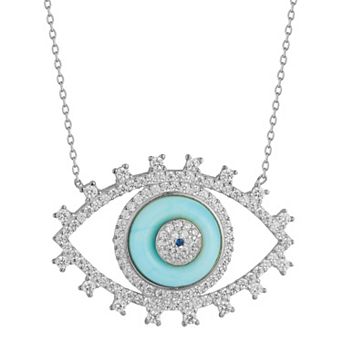 Sunkissed Sterling Open Cubic Zirconia Evil Eye Necklace