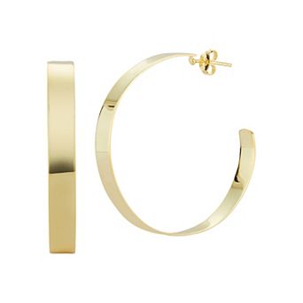 Sunkissed Sterling Sterling Silver Large Polished Flat Hoops