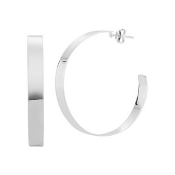 Sunkissed Sterling Sterling Silver Large Polished Flat Hoops
