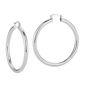 Sunkissed Sterling Sterling Silver Polished Hollow Tube Hoop Earrings