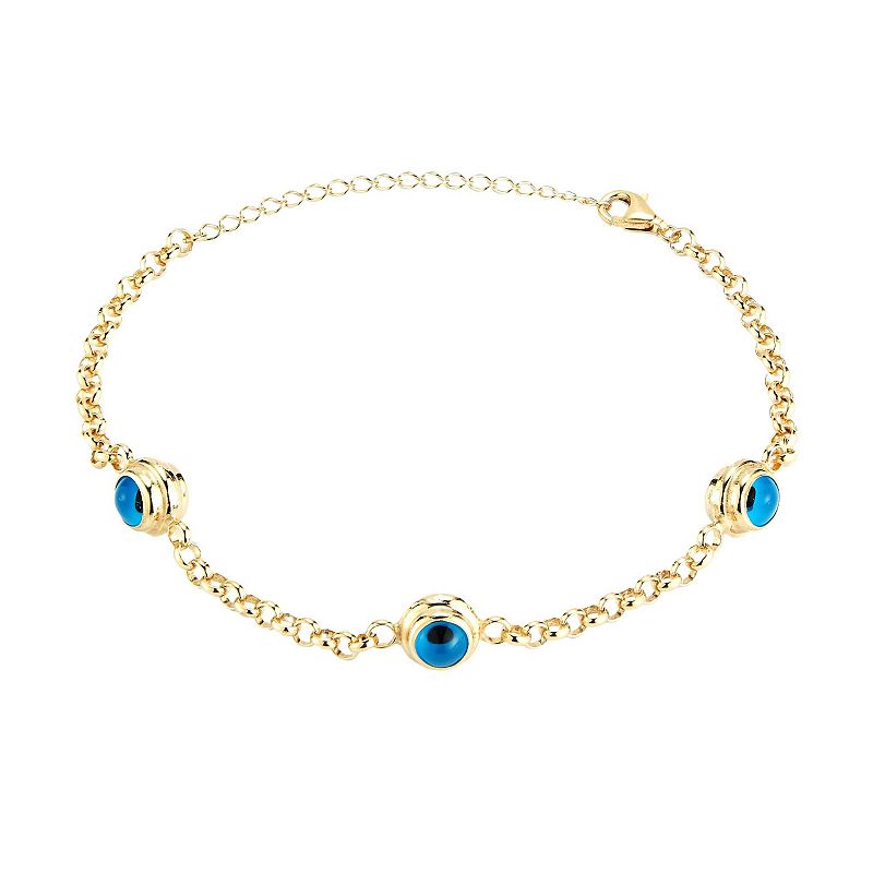 Sunkissed Sterling Triple Evil Eye Bracelet, Women's, Gold Tone